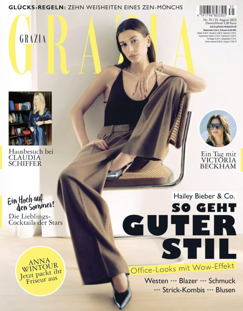 Hailey Baldwin Bieber featured on the Grazia Germany cover from August 2022