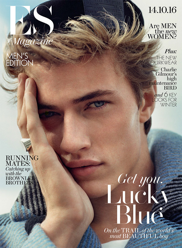 Lucky Blue Smith featured on the ES Magazine cover from October 2016