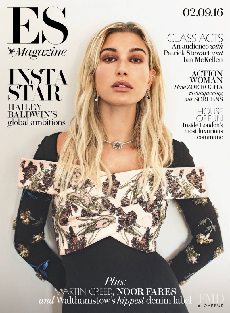 Hailey Baldwin Bieber featured on the ES Magazine cover from September 2016