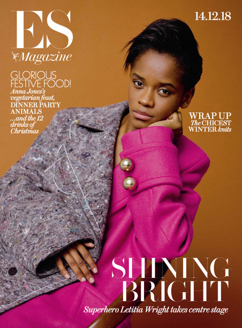 Letitia Wright featured on the ES Magazine cover from December 2018
