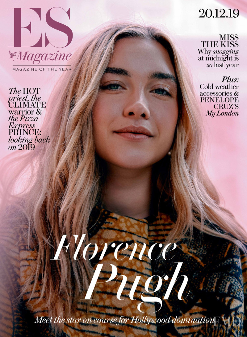 Florence Pugh featured on the ES Magazine cover from December 2019