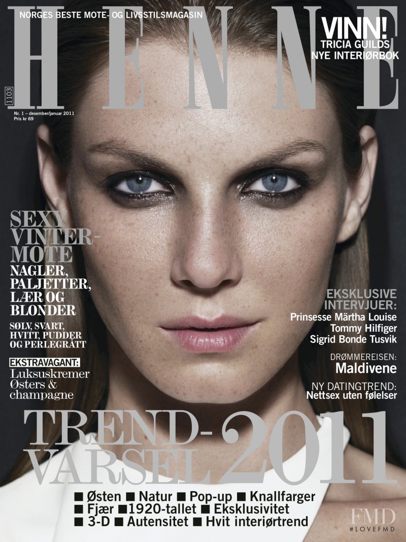 Angela Lindvall featured on the Henne cover from January 2011