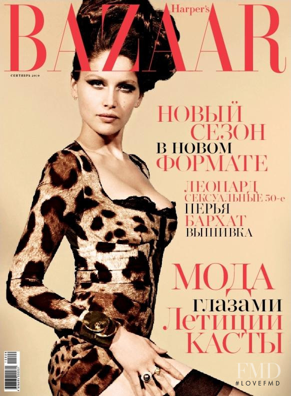 Laetitia Casta featured on the Harper\'s Bazaar Russia cover from September 2010