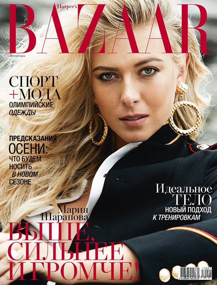 Maria Sharapova featured on the Harper\'s Bazaar Russia cover from August 2012