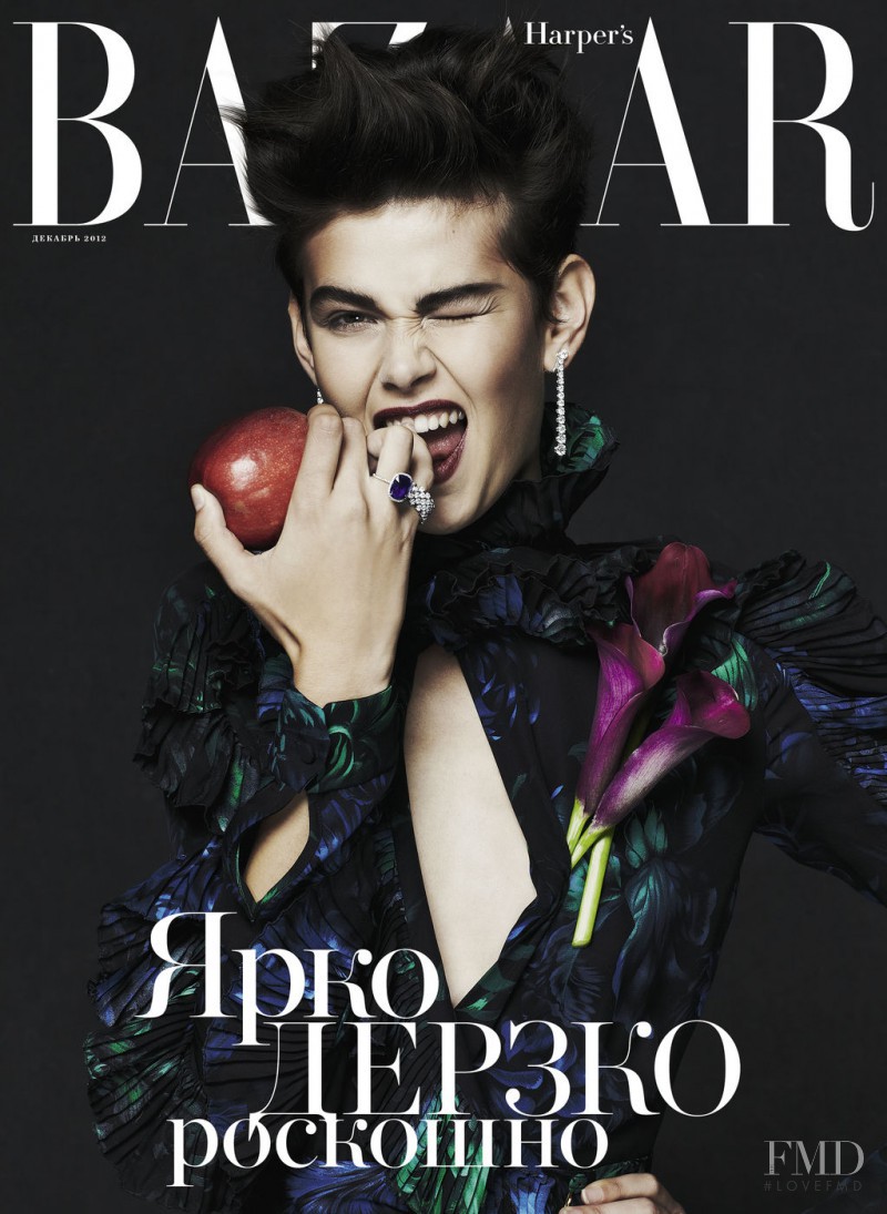 Amra Cerkezovic featured on the Harper\'s Bazaar Russia cover from December 2012