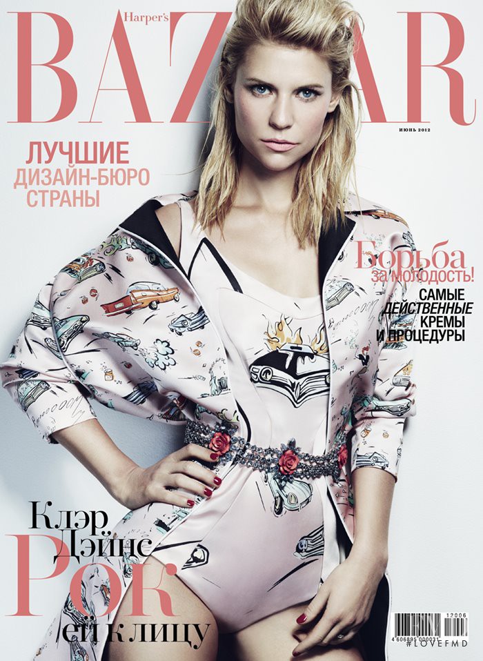 Claire Danes featured on the Harper\'s Bazaar Russia cover from June 2012