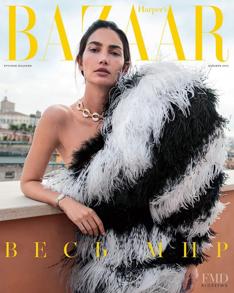 Lily Aldridge featured on the Harper\'s Bazaar Russia cover from December 2019