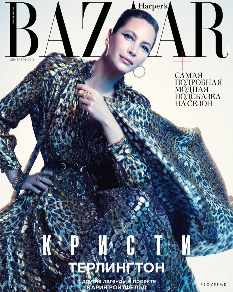 Christy Turlington featured on the Harper\'s Bazaar Russia cover from September 2019