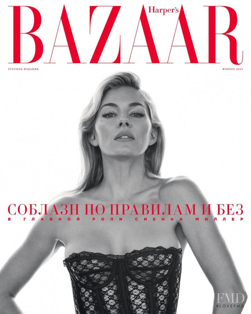 Sienna Miller featured on the Harper\'s Bazaar Russia cover from November 2021