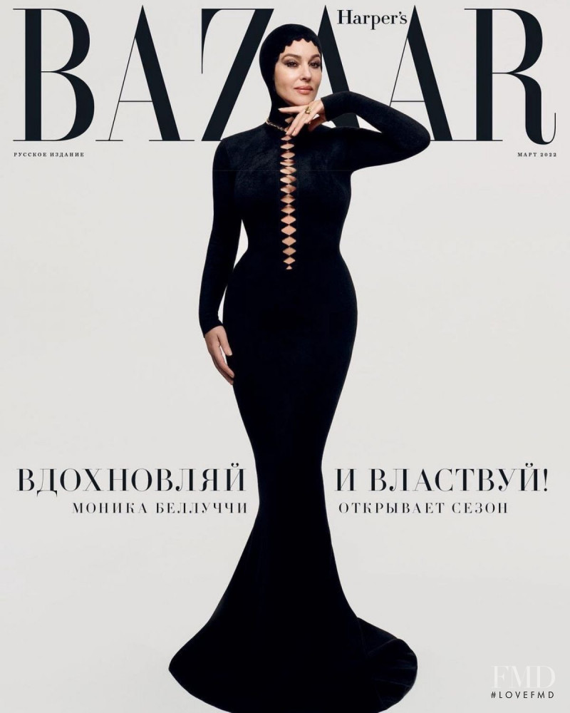 Monica Bellucci featured on the Harper\'s Bazaar Russia cover from March 2022