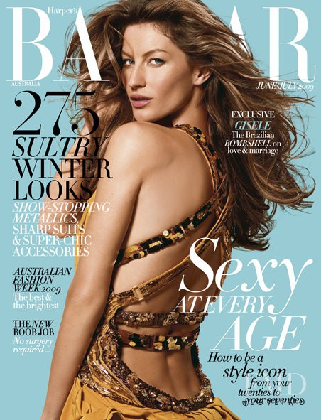Gisele Bundchen featured on the Harper\'s Bazaar Australia cover from June 2009