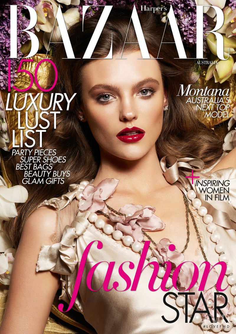 Montana Cox featured on the Harper\'s Bazaar Australia cover from December 2011