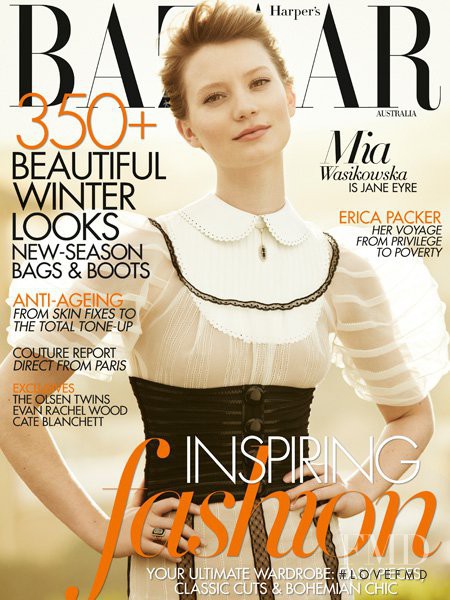Mia Wasikowska featured on the Harper\'s Bazaar Australia cover from July 2011