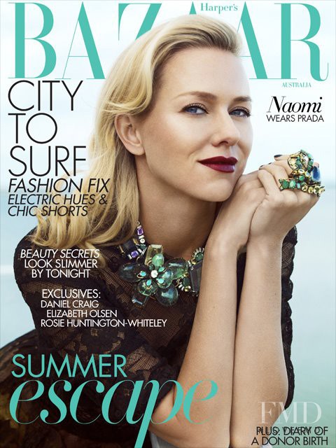 Naomi Watts featured on the Harper\'s Bazaar Australia cover from January 2012