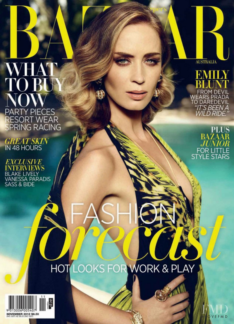 Emily Blunt featured on the Harper\'s Bazaar Australia cover from November 2012