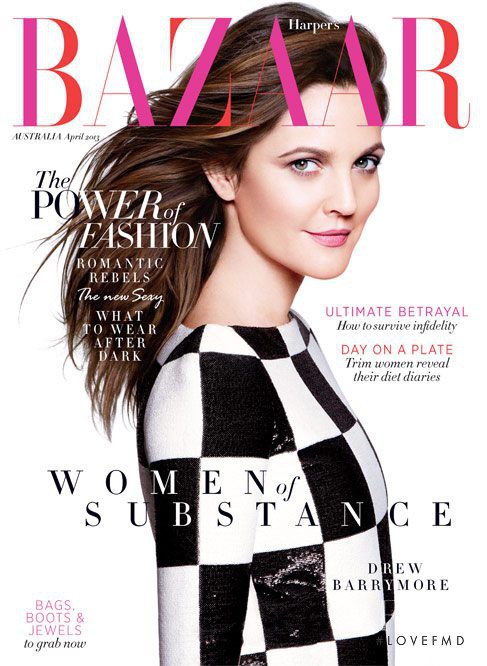 Drew Barrymore featured on the Harper\'s Bazaar Australia cover from April 2013