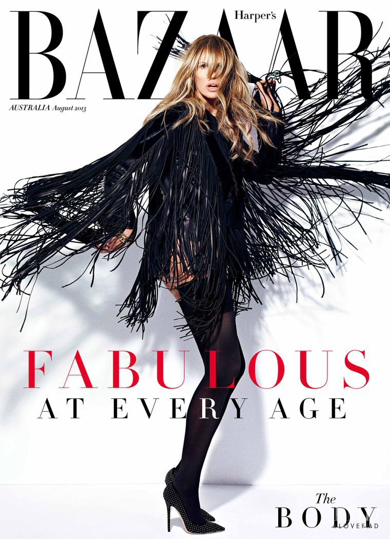 Elle Macpherson featured on the Harper\'s Bazaar Australia cover from August 2013