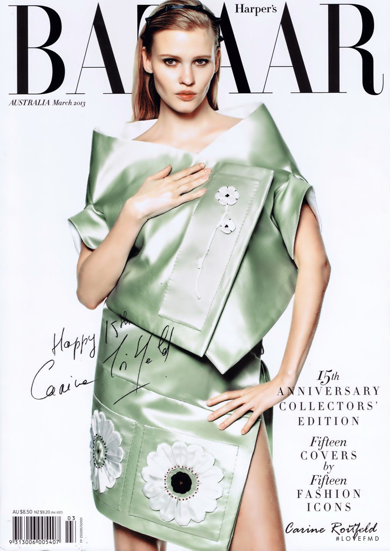 Lara Stone featured on the Harper\'s Bazaar Australia cover from March 2013