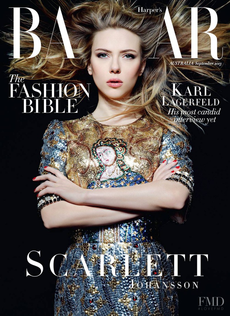 Scarlett Johansson featured on the Harper\'s Bazaar Australia cover from September 2013