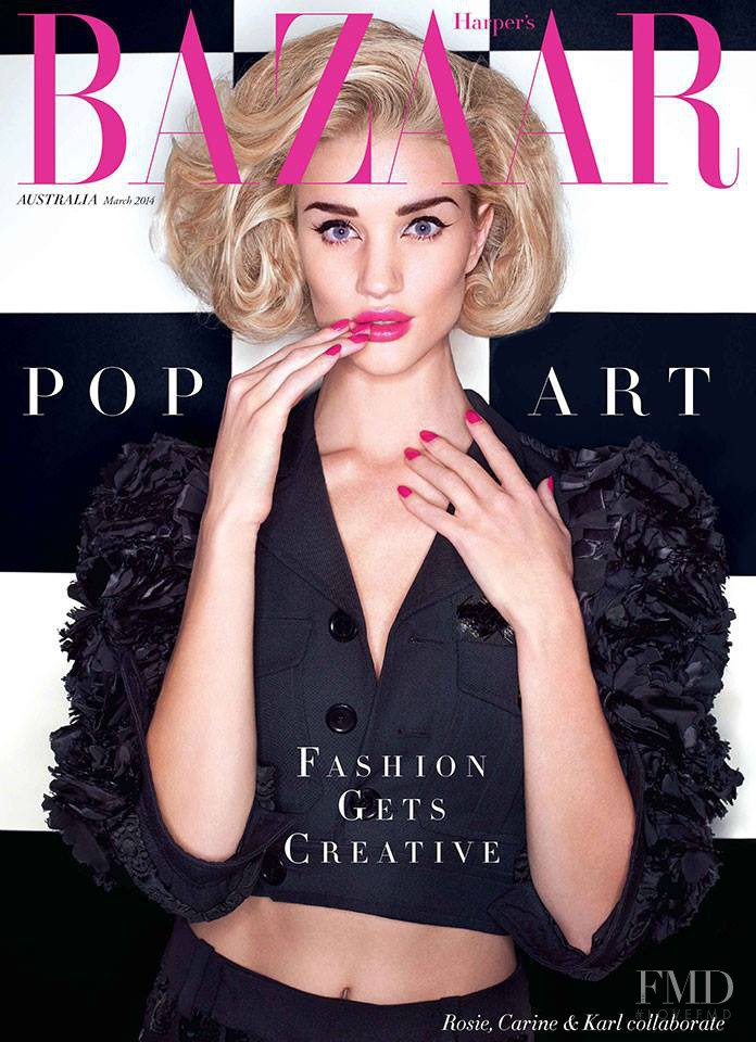 Rosie Huntington-Whiteley featured on the Harper\'s Bazaar Australia cover from March 2014
