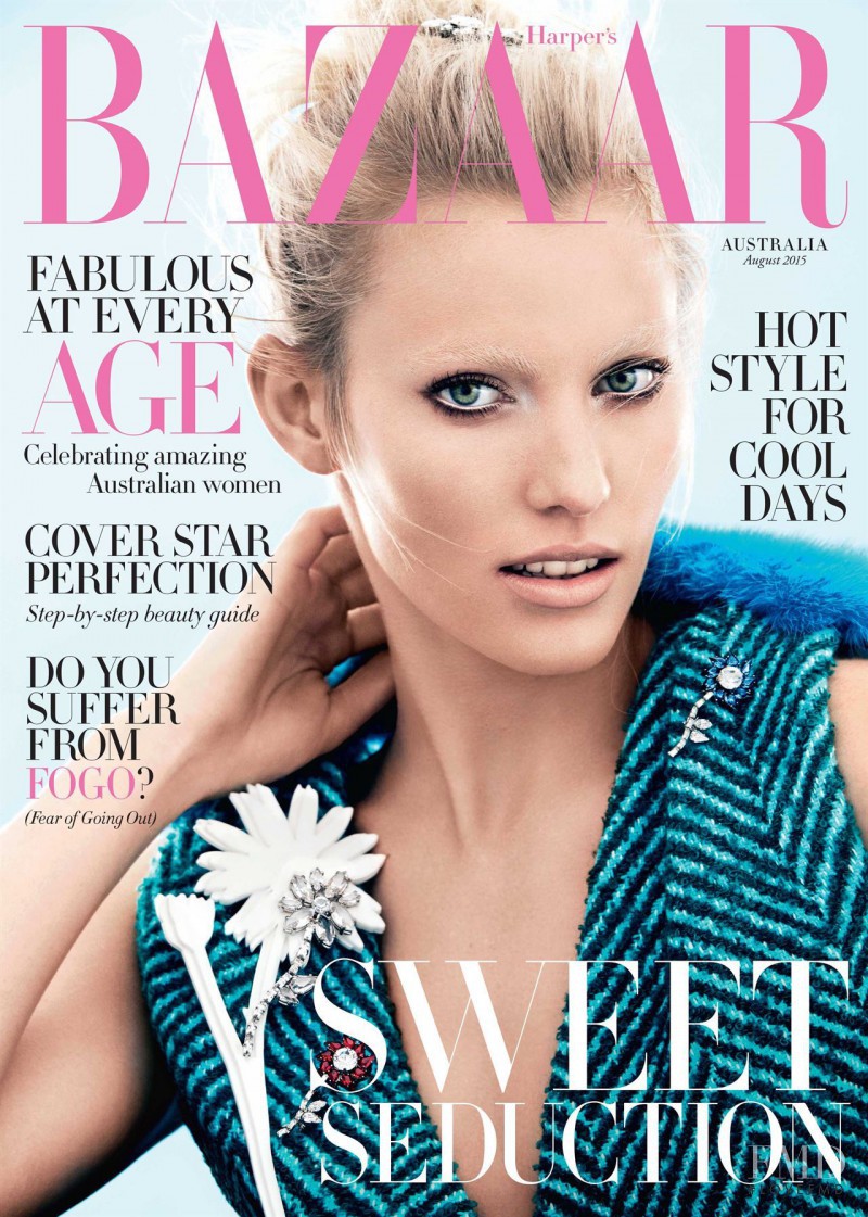 Emily Baker featured on the Harper\'s Bazaar Australia cover from August 2015