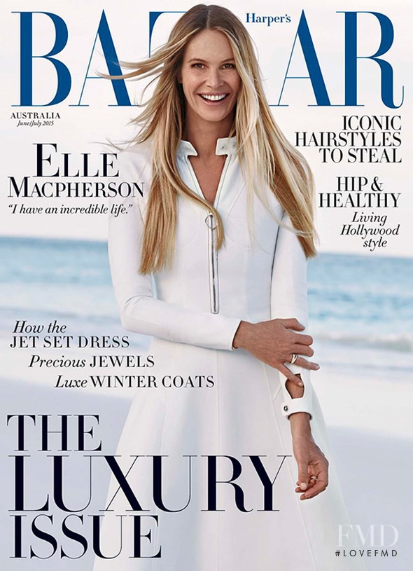 Elle Macpherson featured on the Harper\'s Bazaar Australia cover from June 2015