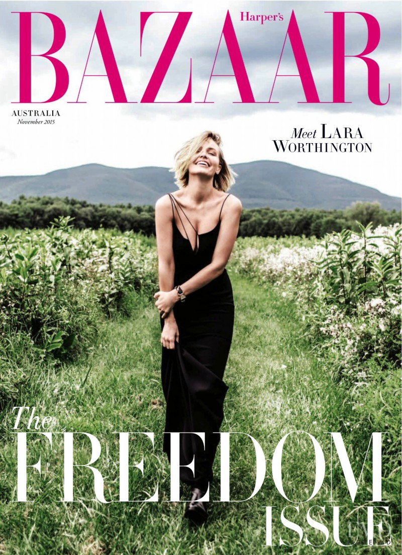 Lara Worthington featured on the Harper\'s Bazaar Australia cover from November 2015