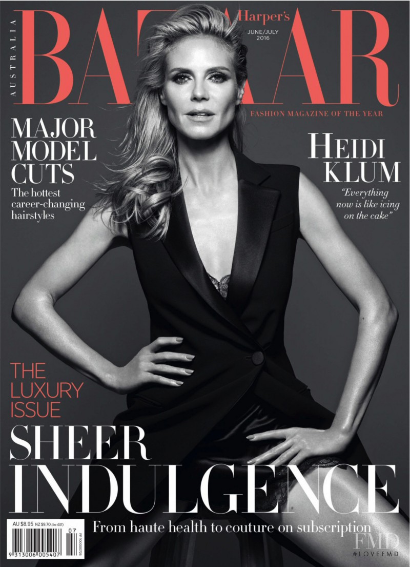 Heidi Klum featured on the Harper\'s Bazaar Australia cover from June 2016