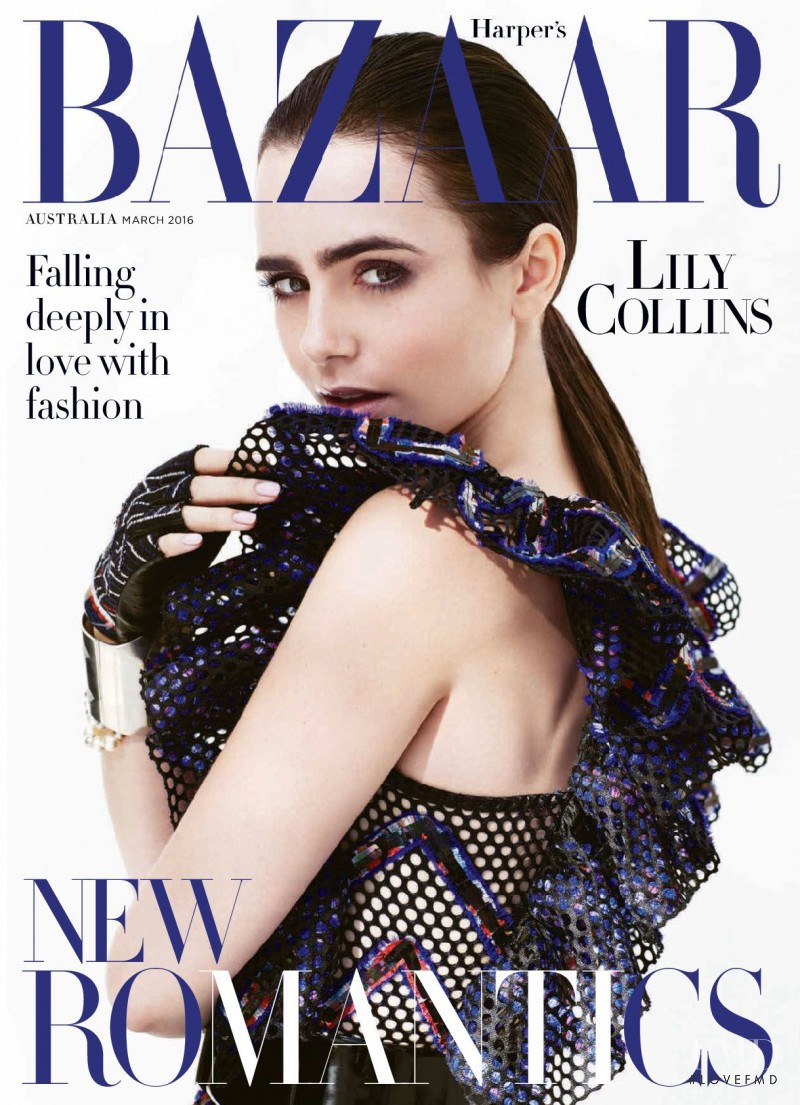 Lily Collins featured on the Harper\'s Bazaar Australia cover from March 2016