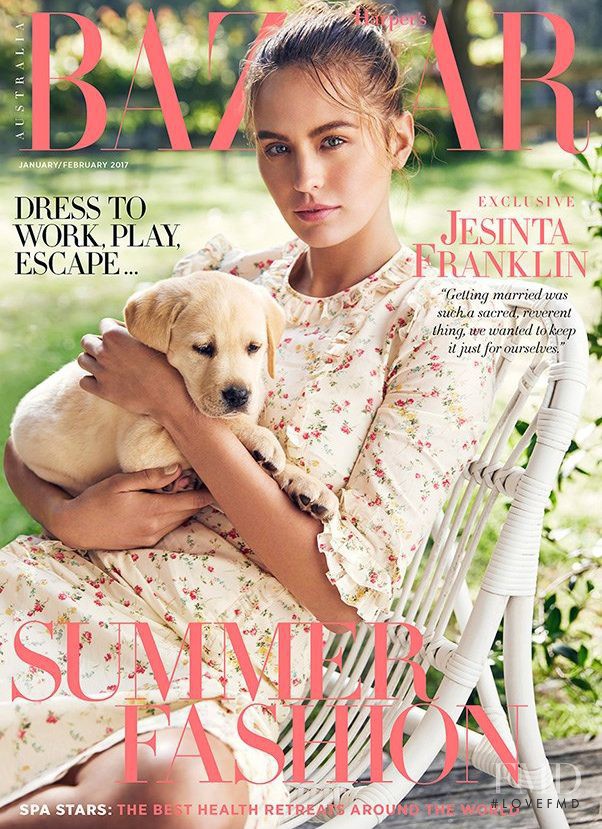 Jesinta Franklin featured on the Harper\'s Bazaar Australia cover from January 2017