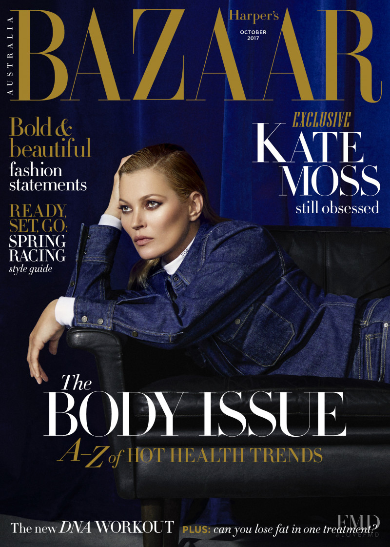 Kate Moss featured on the Harper\'s Bazaar Australia cover from October 2017