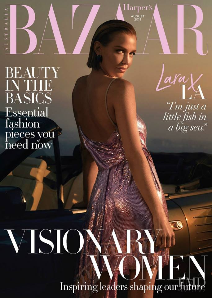 Lara Worthington featured on the Harper\'s Bazaar Australia cover from August 2018