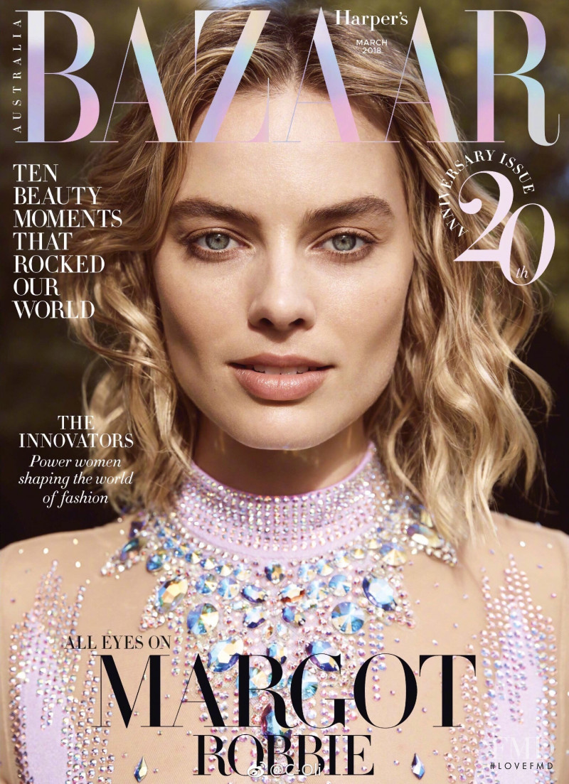 Margot Robbie  featured on the Harper\'s Bazaar Australia cover from March 2018