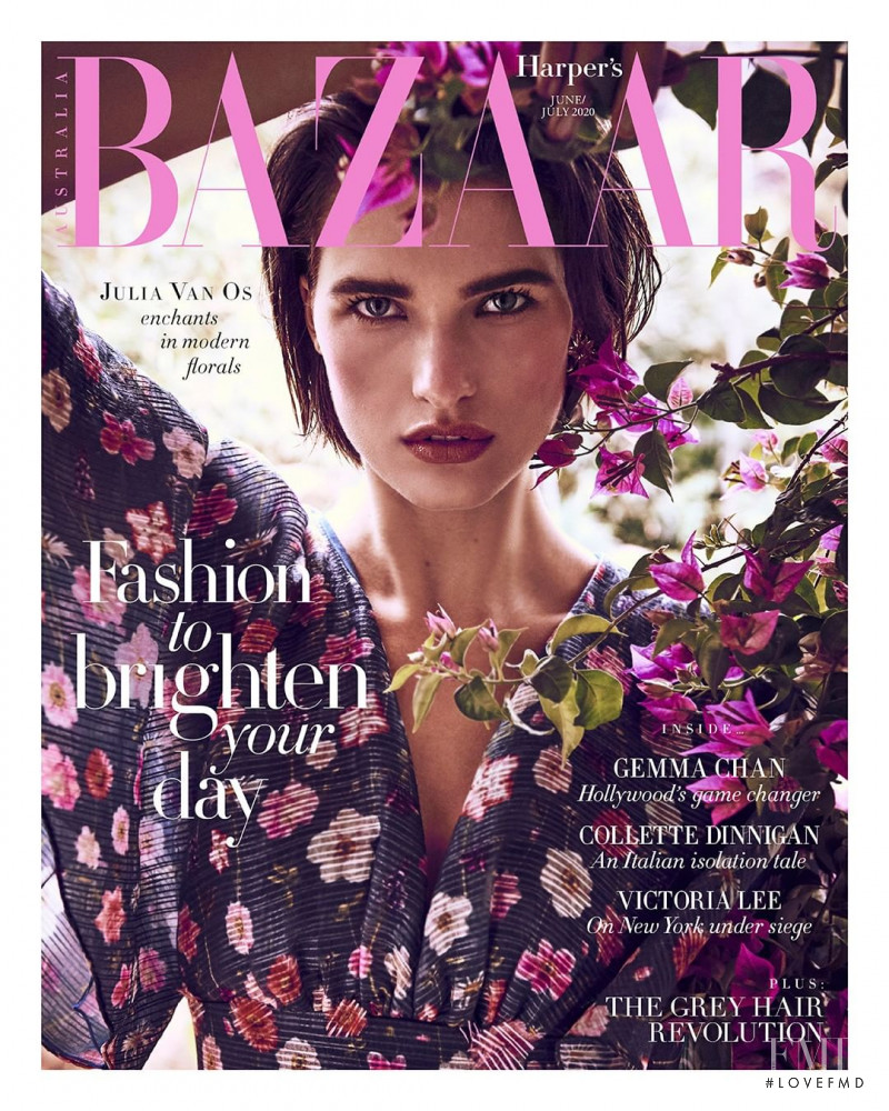 Julia van Os featured on the Harper\'s Bazaar Australia cover from June 2020