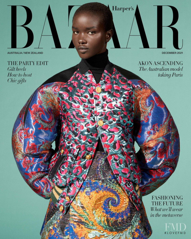 Akon Changkou featured on the Harper\'s Bazaar Australia cover from December 2021