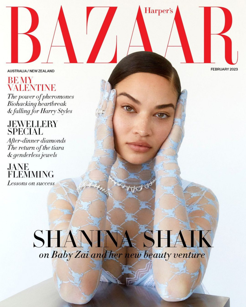 Shanina Shaik featured on the Harper\'s Bazaar Australia cover from February 2023