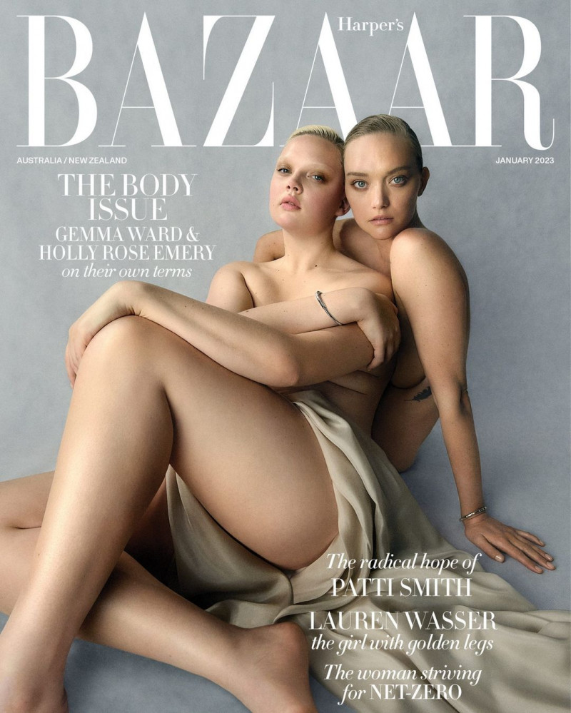 Gemma Ward, Holly Rose Emery featured on the Harper\'s Bazaar Australia cover from January 2023