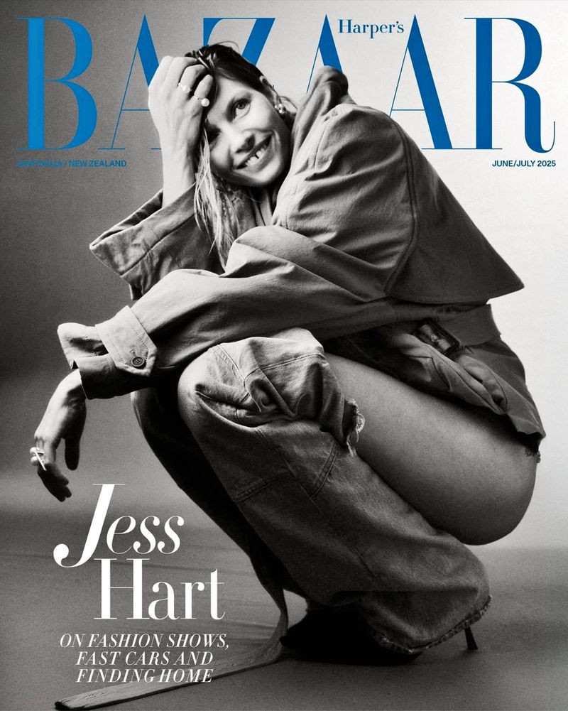 Jessica Hart featured on the Harper\'s Bazaar Australia cover from June 2025