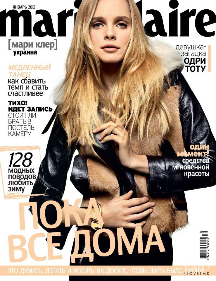 Jules Mordovets featured on the Marie Claire Ukraine cover from January 2012