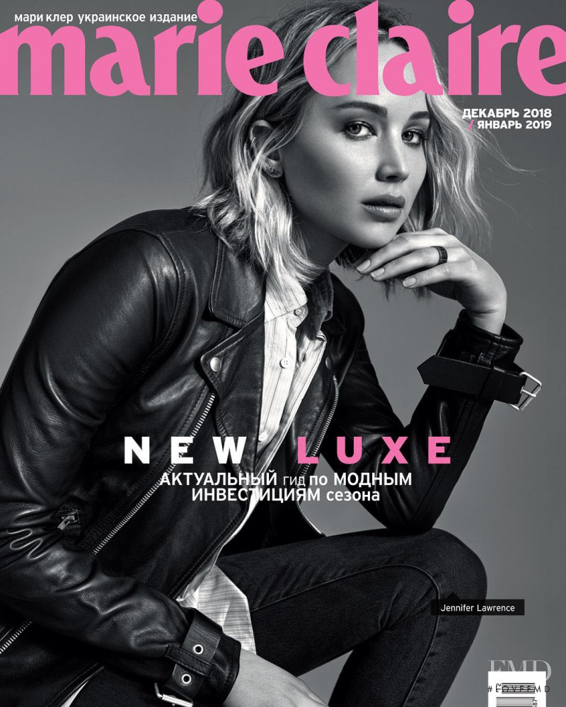 Jennifer Lawrence featured on the Marie Claire Ukraine cover from December 2018