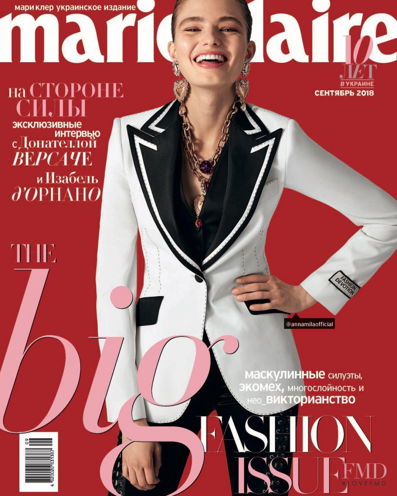 Anna Mila Guyenz featured on the Marie Claire Ukraine cover from September 2018