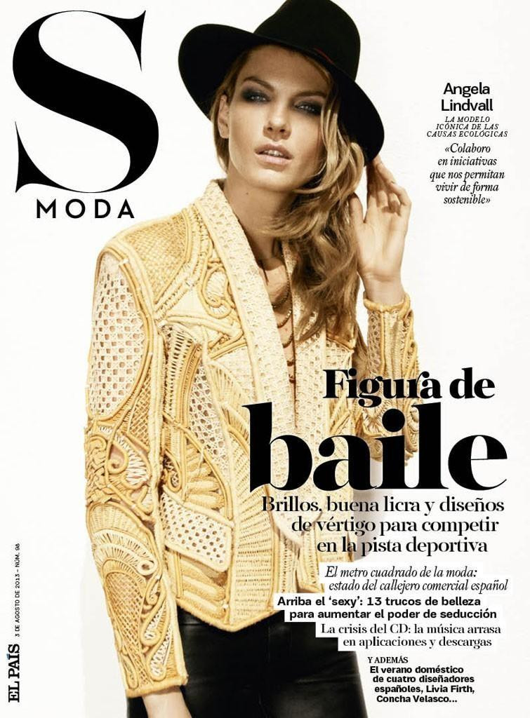 Angela Lindvall featured on the S Moda cover from April 2013