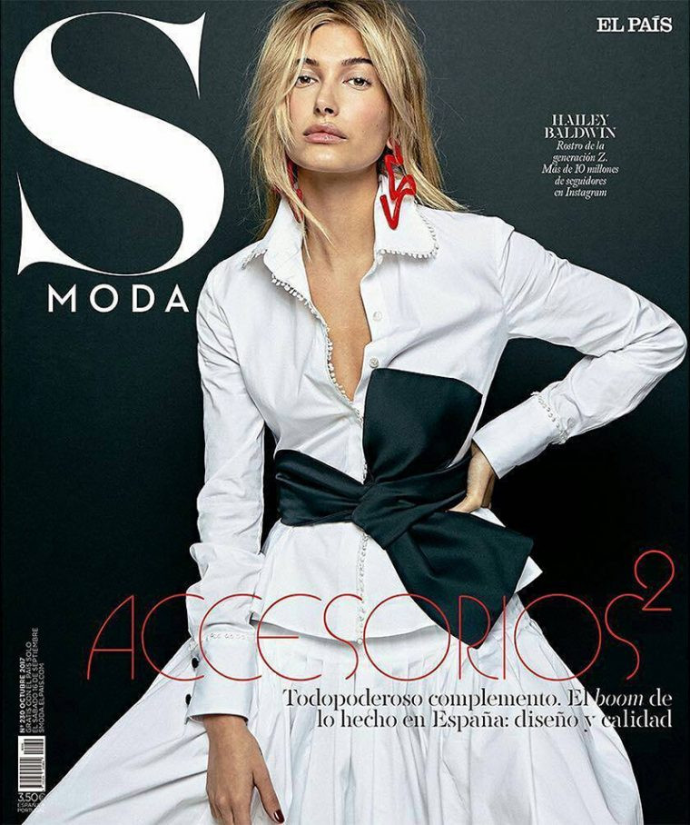 Hailey Baldwin Bieber featured on the S Moda cover from October 2017