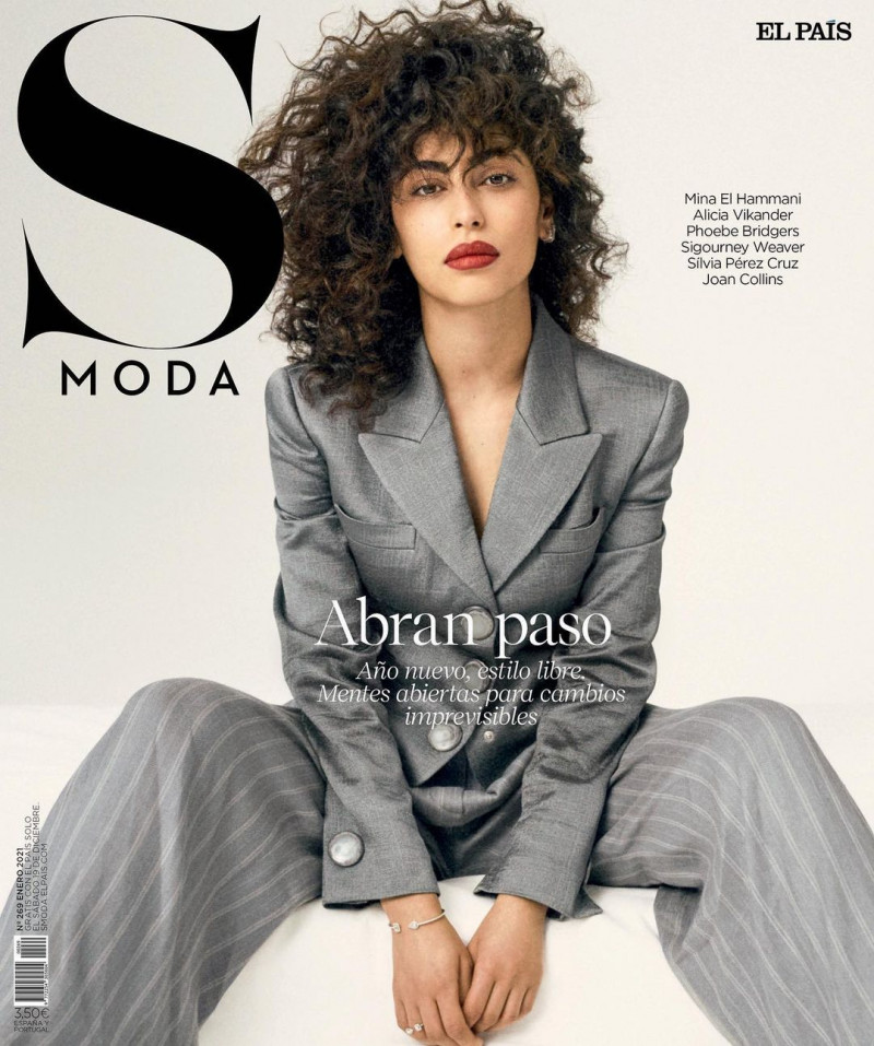 Mina El Hammani featured on the S Moda cover from January 2021