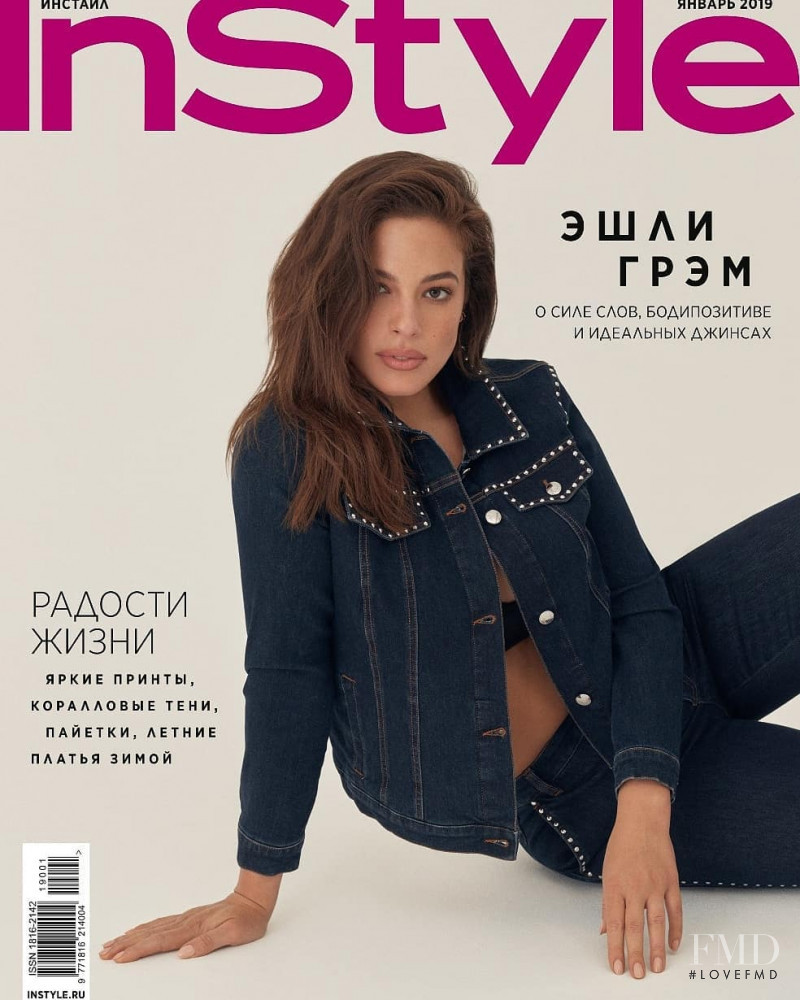 Ashley Graham featured on the InStyle Russia cover from January 2019