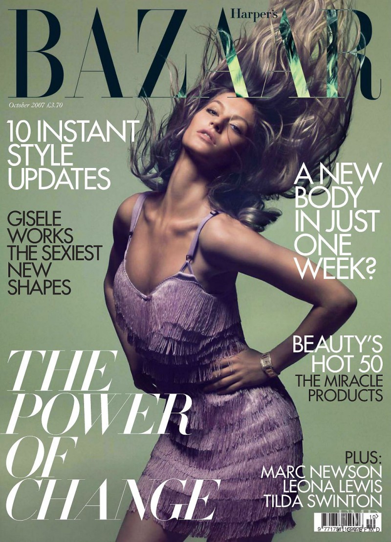 Gisele Bundchen featured on the Harper\'s Bazaar UK cover from October 2007