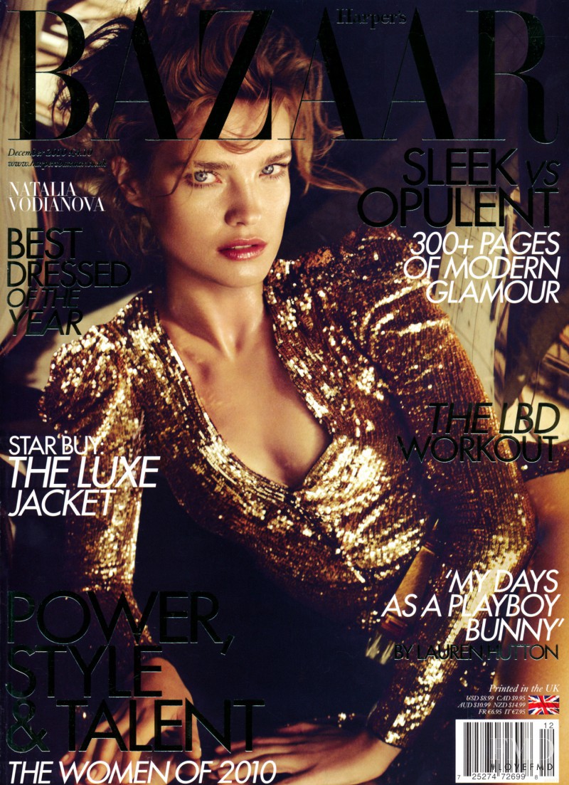 Natalia Vodianova featured on the Harper\'s Bazaar UK cover from December 2010