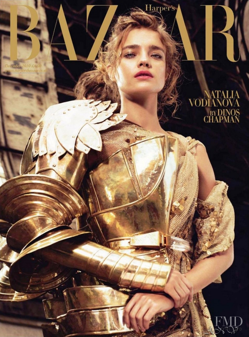Natalia Vodianova featured on the Harper\'s Bazaar UK cover from December 2010