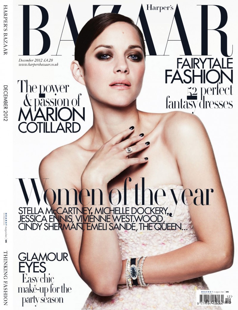 Marion Cotillard featured on the Harper\'s Bazaar UK cover from December 2012