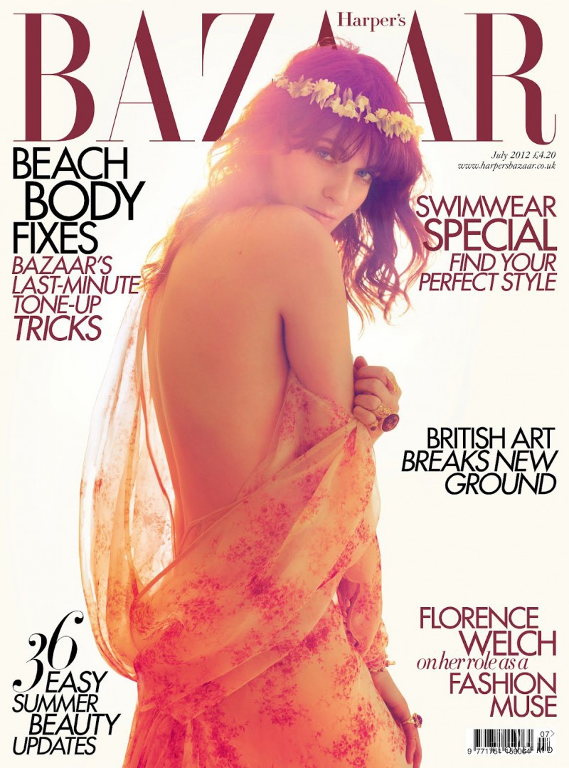 Florence Welch featured on the Harper\'s Bazaar UK cover from July 2012